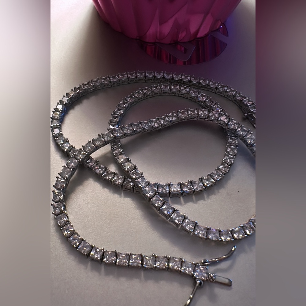 Qz diamond tennis necklace